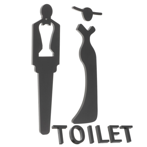 3Pièces Plaques Porte De Bain Noir Adhésives Étanches