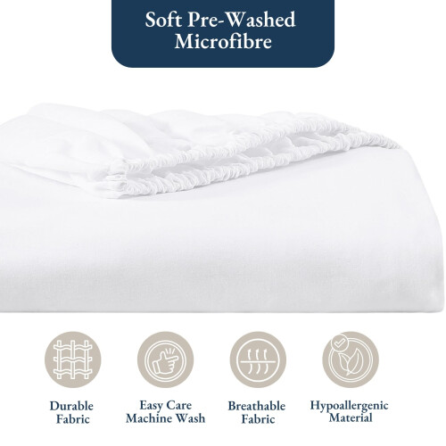 Fitted Sheet Small Double, 120x190 Pre-Washed, 35cm Pocket - White 2