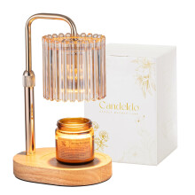 Candeldo Candle Warmer Lamp with Timer: Candle Warmers with 2 Bulbs Height Adjustable Dimmable Wax Melt Gold House Warming Gifts New Home Bedroom Dec