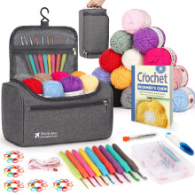 Reessy Crochet Kits for Beginners Adults, 88 PCS Beginners Crochet Kit-Grey