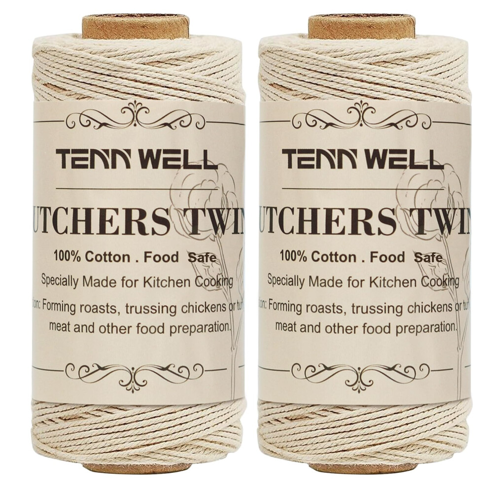 Tenn Well Butchers String, 3Ply 200M Strong Cotton Kitchen Twine Food Safe Oven Cooking String For Meat Trussing Tying, Chicken Roasting And Sausage 37411381