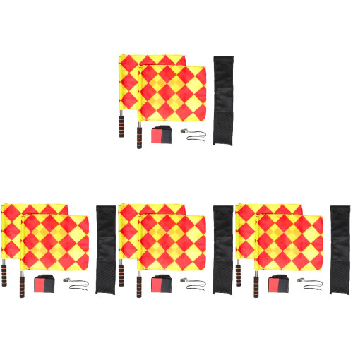 4Sets Durable Soccer Referee Flags with Portable Whistle and Lanyard 1