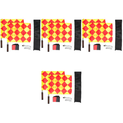 4Sets Durable Soccer Referee Flags with Portable Whistle and Lanyard 2