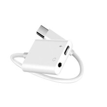 3Pcs White USB C Headphone Adapter 2-in-1 Audio Jack for Phone