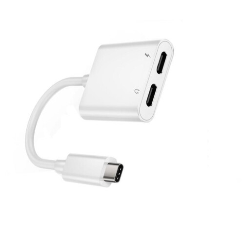 3Pcs White USB C Headphone Adapter 2-in-1 Audio Jack for Phone 2