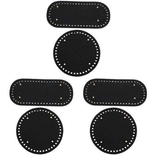 6Pcs Durable Black PU Bag Bottom Pad for DIY Bag Bottom Shaping 2