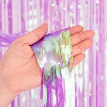 Metallic Shimmer Foil Fringe Curtains BRAVESHINE Iridescent Fringe Christmas Hanging Streamers for Party/Prom/Birthday Favors - Gold & Purple(2Pack,1