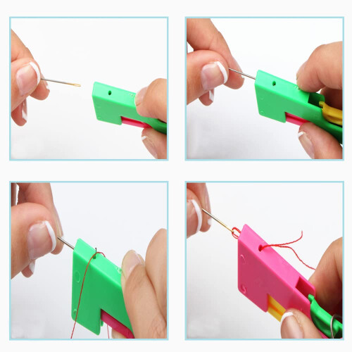 CCLKHY 2 Pieces Needle Threader, Plastic Hand Sewing Needles, DIY Threading Tool, Needle Threaders for Hand Sewing（Color Random） 2