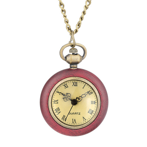 3Pcs Pink Quartz Pendant Pocket Watch Durable Chain Design 1