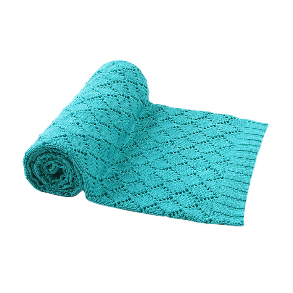 2Pcs Baby Winter Blanket Knitted Hollow Infant Stroller Blanket Green Vaguelly