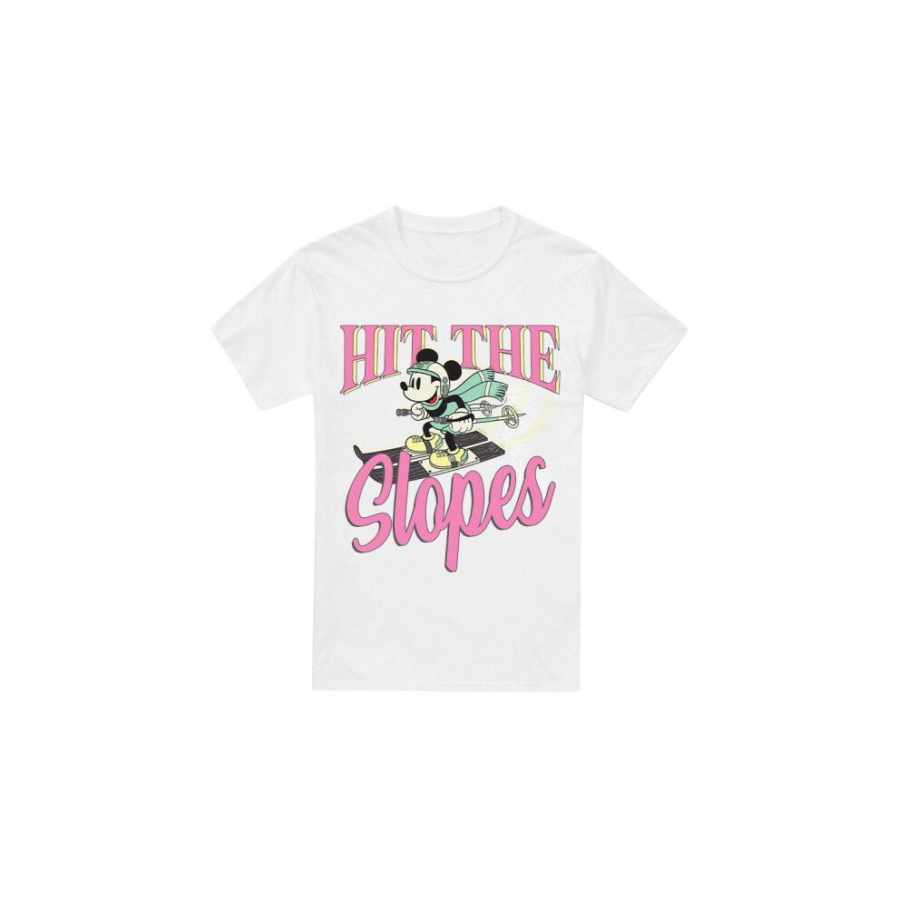 Disney (Xxl, ) Mens Hit The Slopes Mickey Mouse T-Shirt White
