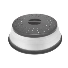 Collapsible Microwave Cover for Food Microwave Splatter Cover with Grip Handle 10.5-inch Grey