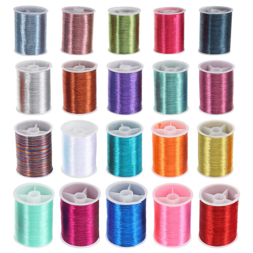2Pcs Assorted Metallic Embroidery Thread Set for Sewing and Crafts