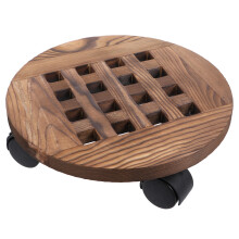 4Pcs Wooden Plant Pots Tray Brown Round Base for Home Indoor Outdoor