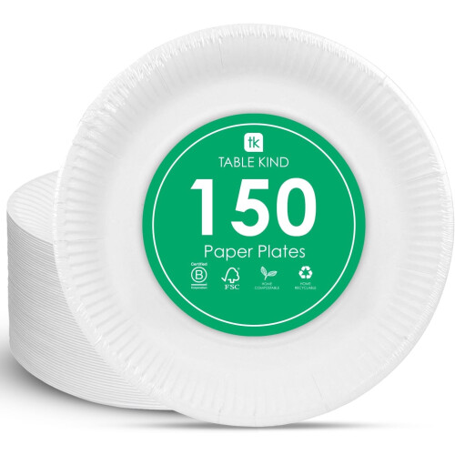 Talking Tables Table Kind 150 x Disposable White Paper Plates 22cm