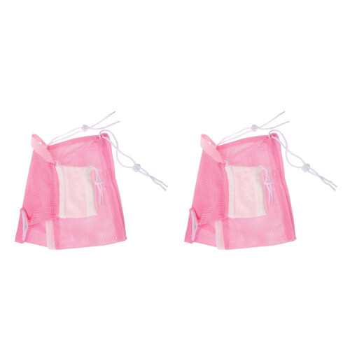 2Pcs Breathable Pink Pet Grooming Bag with Pull Rope for Bath 2