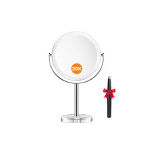 Auxmir 30X Magnifying Mirror with Tweezers, Double Sided 30X/1X Magnifying Makeup Mirror with Stand, 360 Rotation Bathroom Vanity Mirrors for Shavin
