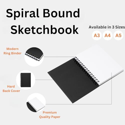Hawksbill A3 Black Sketchbook Hardcover Spiral 1