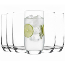 Acense 6 x Highball Glasses - Tall Hi Ball Glass Water Gin Juice Cocktail Drinking Glassware Tumblers Set (315ml)
