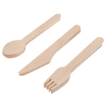 12Sets Simple Wooden Cutlery Fork Spoon Set for Events