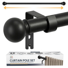 Extendable Curtain Poles 87-243cm - Adjustable Metal Curtain Poles for Eyelet Curtains with Ball Finials & Curtain Rod with Wall Brackets, Easy Insta