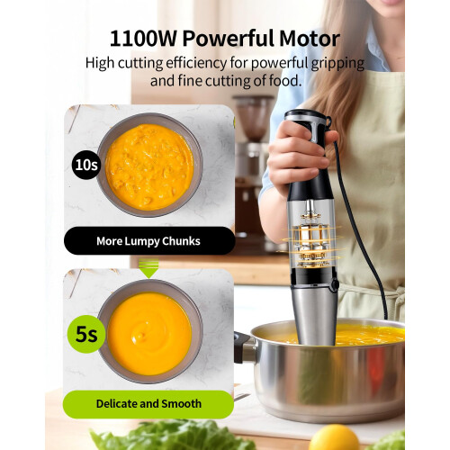 Hand Blender - soft start Variable Speed 3 in 1 Stick Blenders for 2