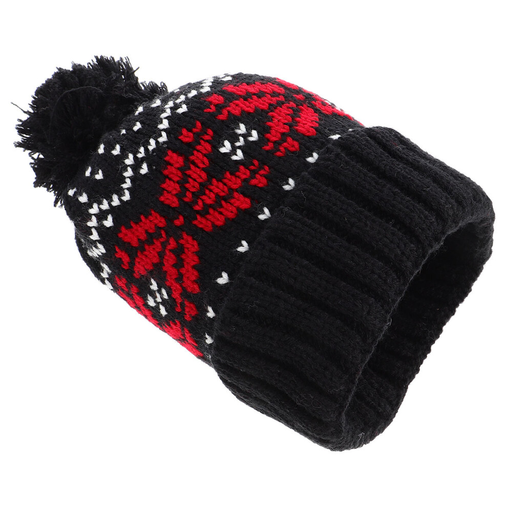 2St Zwarte Gebreide Kerstmuts Van Wol Met Xmas Decor-image