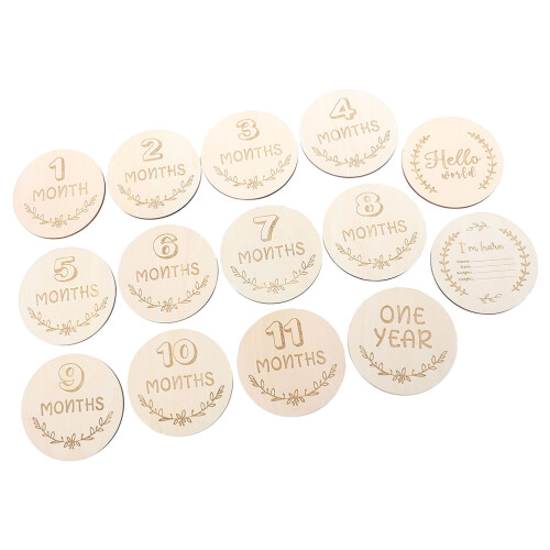 2Sets Beige Commemoratieve Baby Maandelijkse Groeikaarten Props 2