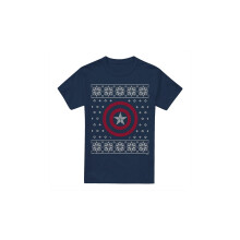 (M, Navy) Captain America Mens Shield T-Shirt