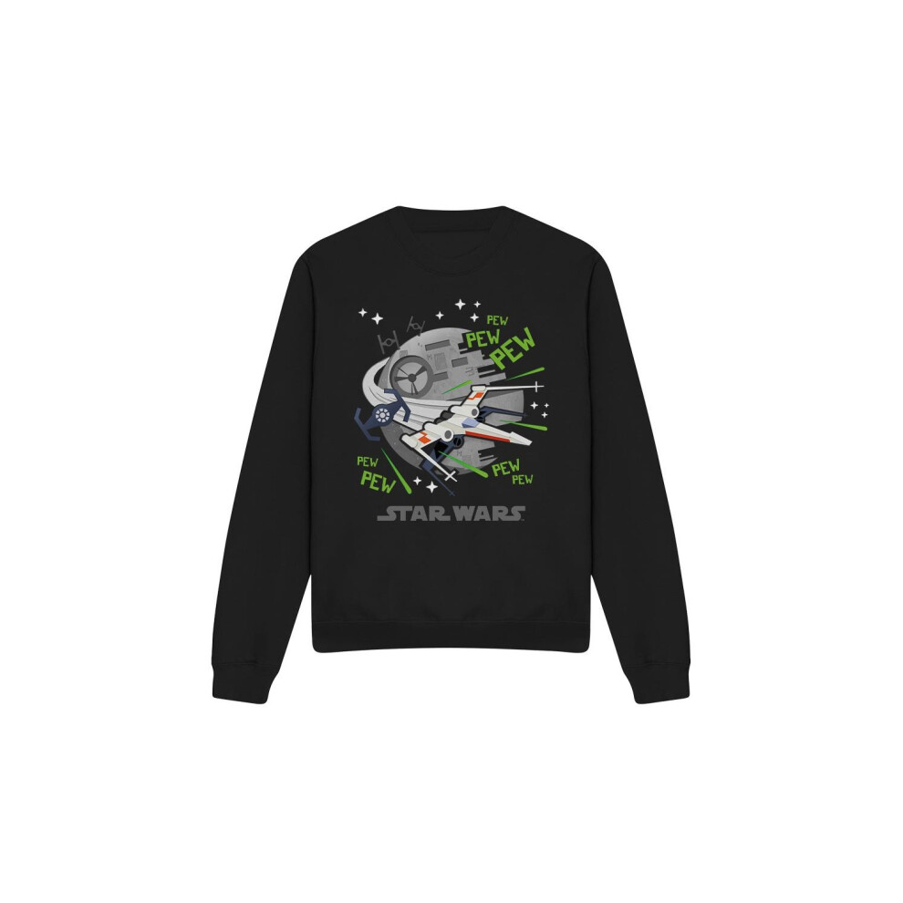 Star Wars (S, Black) Unisex Adult Pew Pew X-Wing Sweatshirt