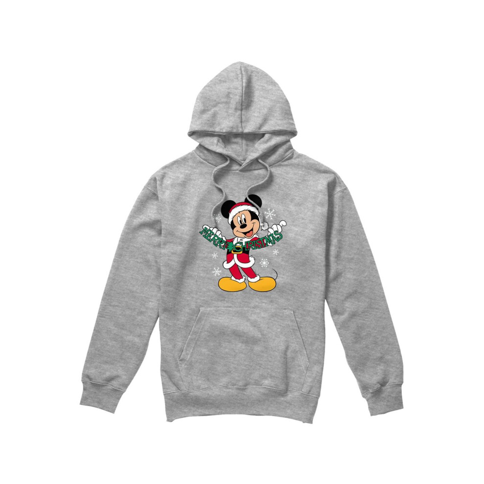 Disney (L, Sport Heather) Mens Merry Christmas Mickey Mouse Hoodie