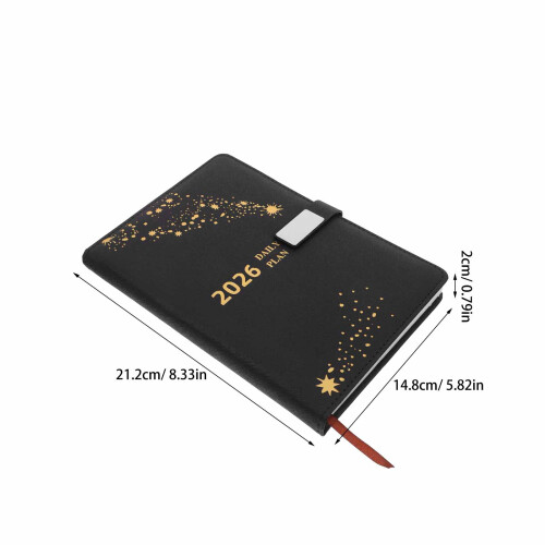 A5 PU Dagelijks Planner Notebook Zwart Met Maandindex 2026 1