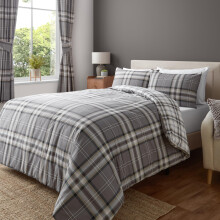 Catherine Lansfield Kelso Check Reversible King Duvet Cover Set with Pillow