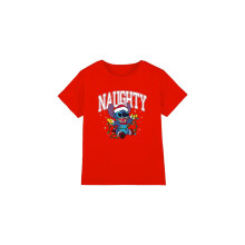 (7-8 Years, Red) Lilo & Stitch Childrens/Kids Naughty Stitch Christmas Lights T-Shirt