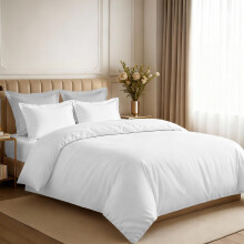 Pizuna 100% Cotton King Size Duvet Cover Sets White, 400 Thread Count Long Staple Cotton King Duvet Cover 230x220cm