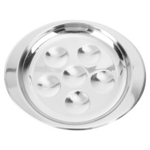 2Pcs Silver Stainless Steel Escargot Dish 6-Hole Snail Plate Server