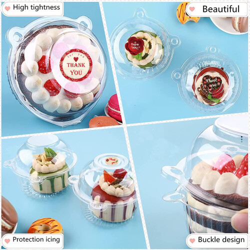 Surflyee 50 Pieces Clear Cupcake Boxes - Single Cupcake Boxes 2