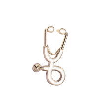 1St Hoofd Broche Cartoon Stethoscoop Gouden Metaal Kleding