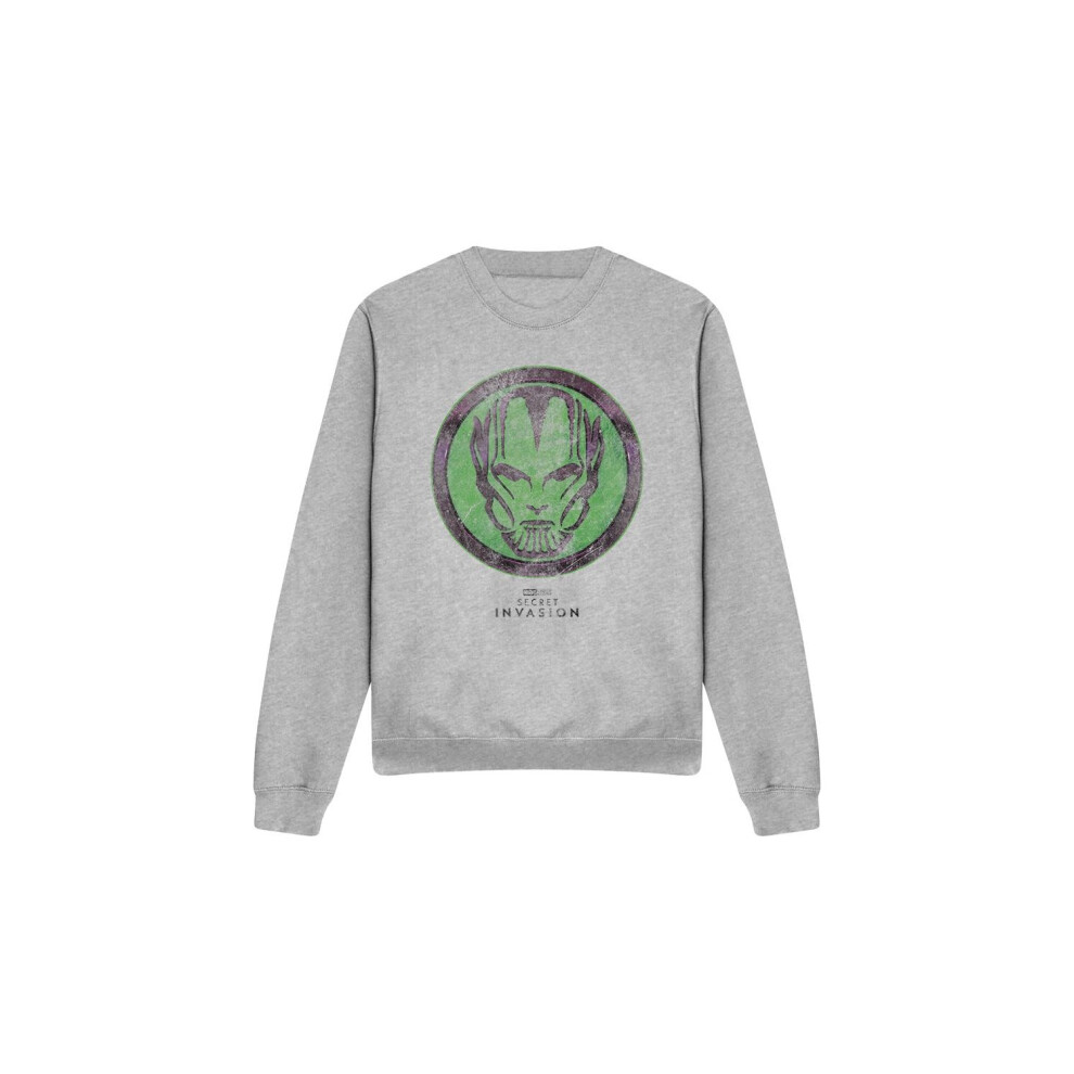 Marvel (S, Sport Heather) Unisex Adult Secret Invasion Badge Sweatshirt