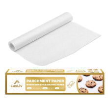 LuxLiv White Baking Paper Roll 30cm x 50m – White Non-Stick Parchment Paper | Heavy Duty Greaseproof Paper for Baking, Cooking, Air Fryer & Oven Use