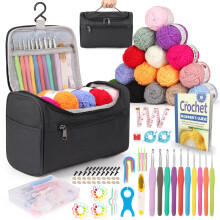 Reessy Crochet Kit, Crochet Kits for Beginners Adults Include Instructions 10 Size Crochet Hooks 15Pcs25g Yarn Storage Bag and Crochet Accessories,