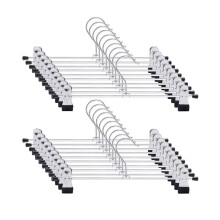 Trouser Hanger, 20Pack Pant Hangers Space Saving Skirt Hangers with Clips Adjustable Non-Slip Coat Suit Metal Hangers Heavy Duty Chrome Clothes Hange