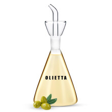 Olietta Conical Oil Dispenser Borosilicate Glass Olive Oil Bottle - 500ml Non Drip Dispenser - Leak Proof Pourer Vinegar Drizzler - Easy Clean Drip F