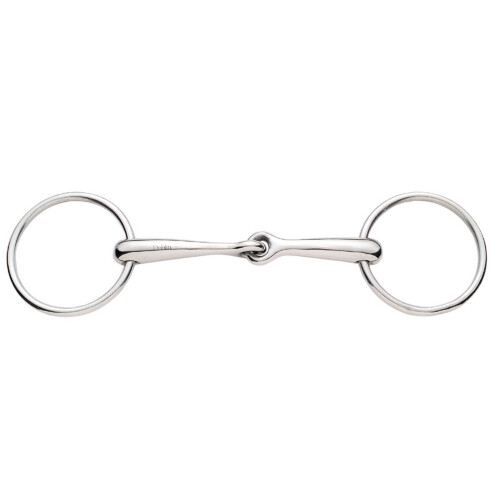 (5in, Silver) Korsteel Stainless Steel Solid Mouth Jointed 16mm Loose Ring Snaffle Bit