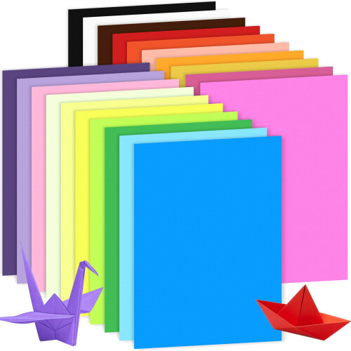 Caianwin 100 Sheets A4 Coloured Paper, Multicoloured Origami Paper