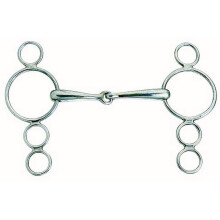 (5.5in, Silver) Korsteel Horses Stainless Steel Jointed 3 Ring Dutch Gag Bit