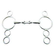 (5in, Silver) Korsteel Stainless Steel French Link 3 Ring Dutch Gag Horse Bit