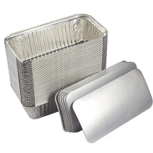 HOMESmith 10 Pack Aluminium Foil Trays with Lids Containers Strong and Large Tin Foil Food Take Away Container Disposable Food Take Out Box with