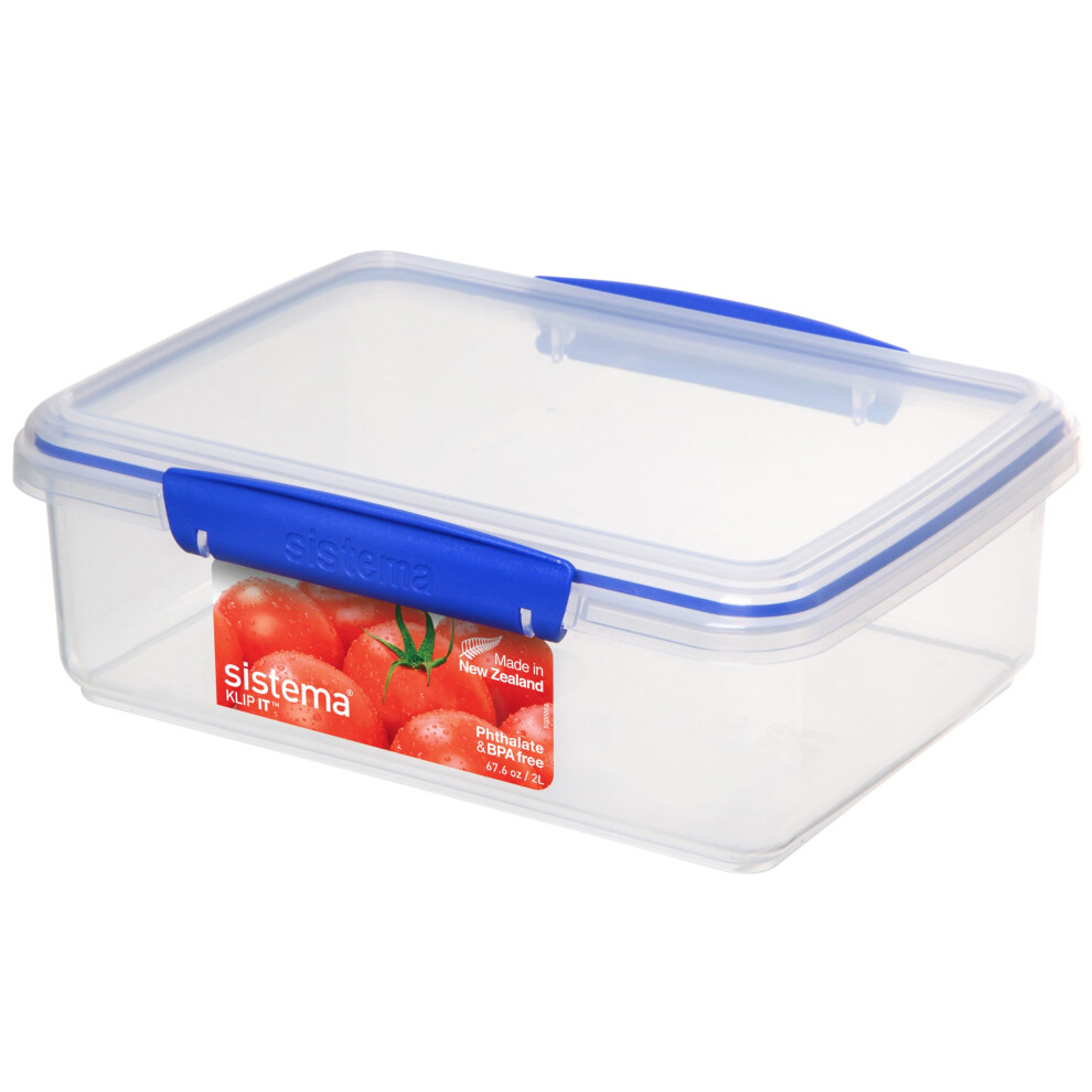 Sistema Klip It Food Storage Container | 2 L | Airtight & Stackable Meal Prep Container With Lid | School Lunch Box | Bpa-Free | 1 Count