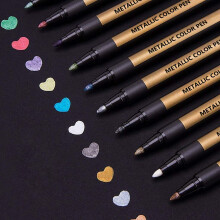 Metallic Marker Pens for Crafts for Kids Adults, 10 Metallic Paint Pens for Black Paper Scrapbook Accessories Art Card Making Glass Craft Supplies, G